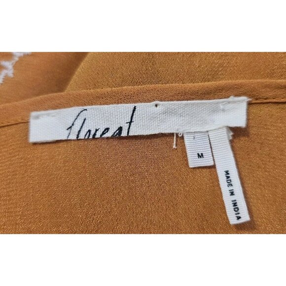 Anthropologie Floreat Sunglow Poncho Top M Embroidered Mustard Viscose Tassels - Picture 7 of 8